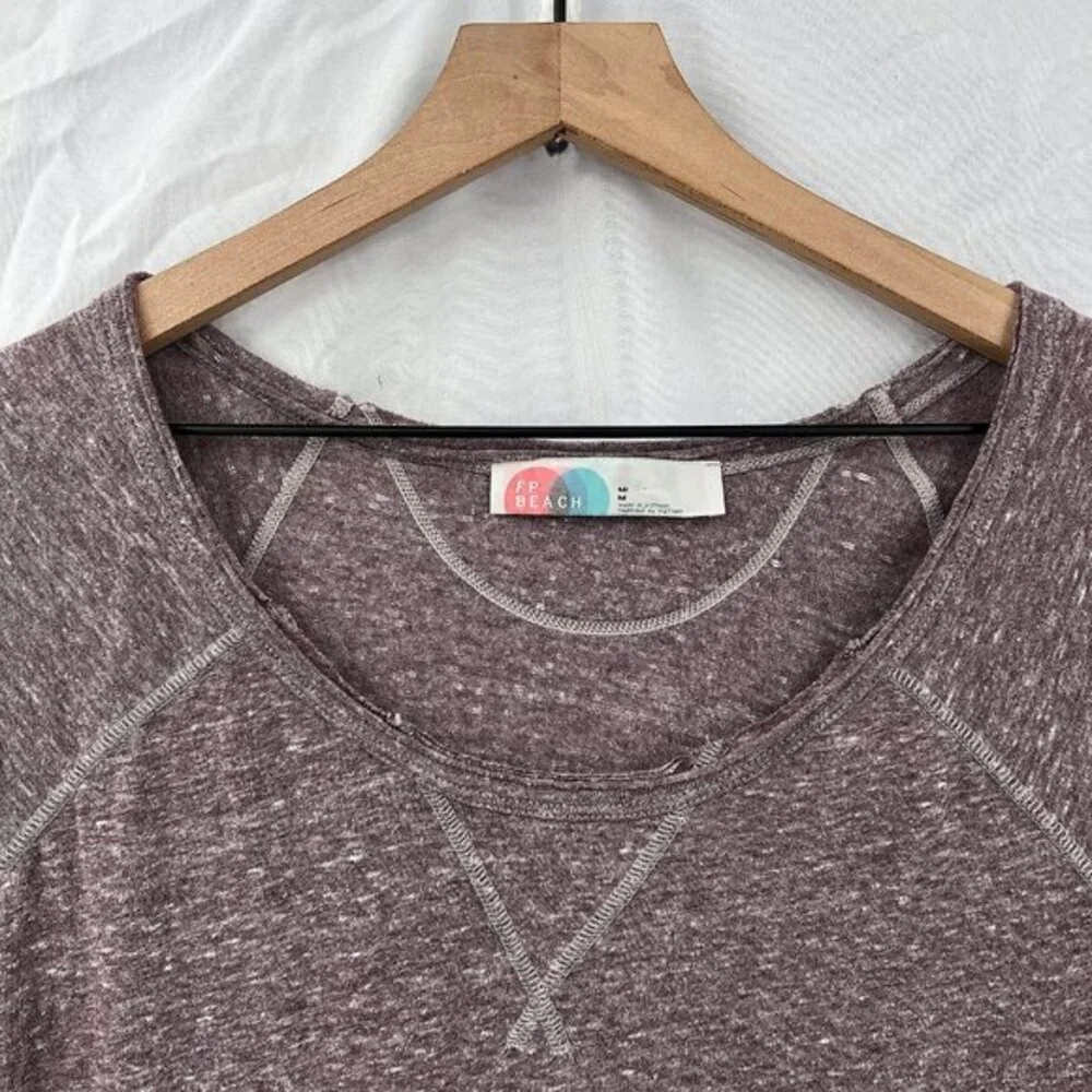 Free People FP beach pullover‎ t-shirt dress 3/4 sleeve casual comfy mauve M